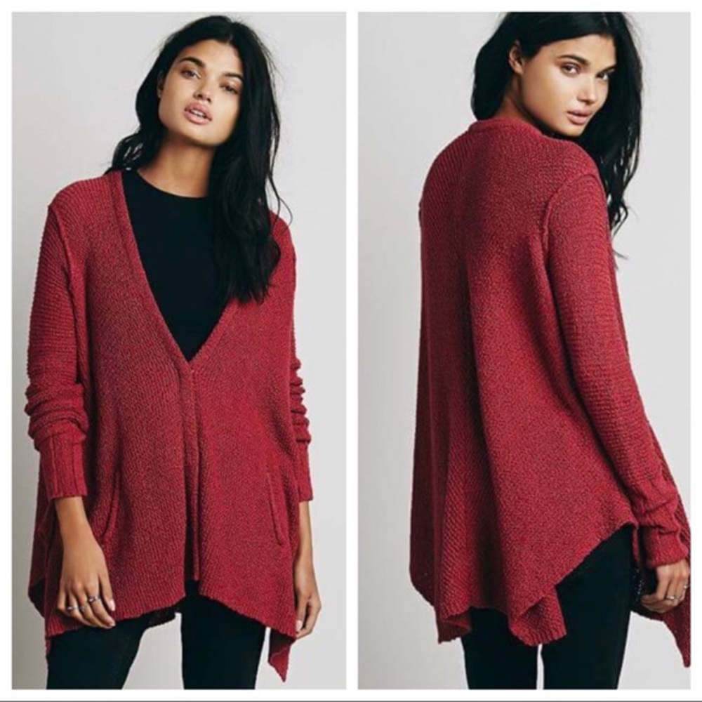 Free People Shark Bit Hem Cardigan